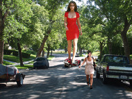 giantess collage cleavage wonderslug dress mini_giantess running shrunken_woman streets trees jennifer_love_hewitt running_away crushed_car