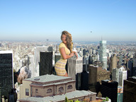 giantess collage city destruction helicopter brunette wonderslug skyscrapers between_buildings looking_at_tiny