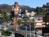 breasts giantess collage feet mega brunette wonderslug shrunken_men legs shorts walking foot_print pocket streets hollywood pedicure flip_flops manicure hollywood_sign shirt_pocket audrina_patridge