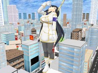 giantess vore city tongue buildings anime dangle senran_kagura digital_render