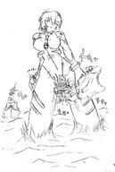 drawing giantess monochrome destruction ocean crotch_rub rei_ayanami neon_genesis_evangelion navy warship
