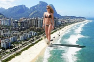 breasts giantess collage city mega blonde swimsuit beach cleavage ocean buildings helicopter wonderslug walking foot_print sunglasses sand mountains beach_goers amy_willerton