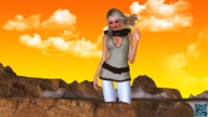 white_hair cleavage desert looking_down red_lips giants_and_the_city digital_render