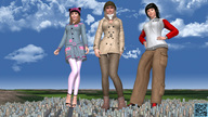 city black_hair blue_eyes clothed multiple_giantesses high_heels brown_eyes boots giantesses standing sneakers clothing hat looking_at_viewer giants_and_the_city digital_render