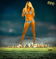 giantess collage city mega blonde swimsuit destruction cleavage sky ggd