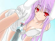 drawing mega cleavage touhou low_angle reisen_udongein_inaba looking_down tower point_of_view