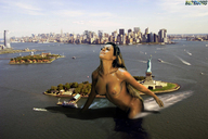 breasts giantess collage nude city blonde beregous new_york_city statue_of_liberty wading