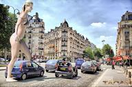 blonde long_hair swimsuit cars wet mini_giantess standing taran streetcorner michelle_hunziker