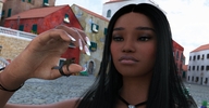 black_hair unknown_artist shrunken_men dark_skin big_lips manicure necklace on_finger looking_at_tiny digital_render