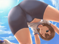 drawing giantess butt low_angle crawling looking_down sky point_of_view winking