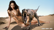 giantess collage landscape barefoot cleavage brunette pet dinosaur bondage shrunken_men sitting sand looking_at_viewer wiouag1 always_respect_ladies tyrannosaurus_rex