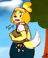drawing color butt shrunken_woman sheela isabelle animal_crossing stuck_to_butt