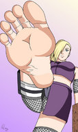 drawing ino barefoot soles low_angle foot_pov imminent_crush looking_at_tiny naruto_(series)