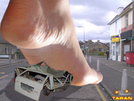 collage barefoot buildings street sole taran giantess_feet crushed_car