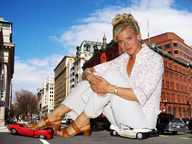 giantess collage city blonde blue_eyes clothed buildings sitting streets looking_at_viewer taran crushed_car eva_habermann