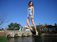 giantess collage small_man bridge brunette river houses flip_flops adriana accasbel