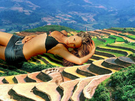giantess collage small_man lying_down foot_print rachel accasbel rice_terraces on_chest