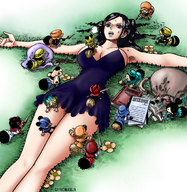 drawing giantess color clothed small_men one_piece liliputian