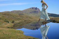 breasts giantess collage small_man mega blonde toes barefoot water dress lake boats reflection countryside hills accasbel maria_kirilenko loch_fada looking_at_tiny