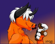 drawing vore furry giant male mouth handheld saliva artwork looking_at_victim shrunken_character
