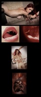 breasts collage nude vore tongue mouth teeth red_hair crawling hand belly shrunken_woman panels stomach_view vorepreys looking_at_tiny