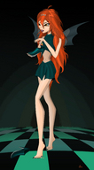 drawing feet wings long_hair barefoot skirt in_shoe legs worship fairies toenails orange_hair shrunken_fairies winx_club