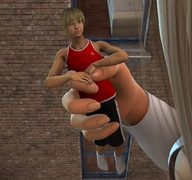 gentle giantess handheld looking_at_tiny digital_render
