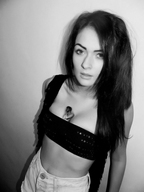 gentle collage monochrome long_hair clothed brunette shrunken_men corrie littlesmall between_breasts