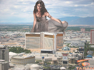 giantess collage black_hair dress clouds sky las_vegas selena looking_at_viewer selena_gomez taran the_mirage casino