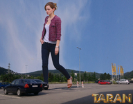 giantess collage feet clothed sandals walking vehicles parking_lot emma_watson trees taran hills