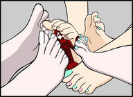 drawing feet toes domination foot_play pedicure shrunken_character jj-psychotic surrounded