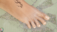 giantess crush micro feet city destruction barefoot purple_hair looking_down skyscraper under_foot tattoo toe_ring point_of_view tiny_mk downward_angle goddessviolet violets_power digital_render