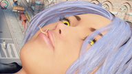 giantess vore small_man buildings lying_down face close_up streets set eyes wolf_girl between_lips city_street tiny_mk himeko-houkou digital_render