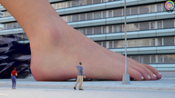 giantess feet vore small_man city barefoot buildings shrunken_people streets set wolf_girl city_street crushed_car tiny_mk himeko-houkou digital_render