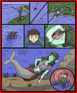 drawing vore size_difference tongue mouth mermaid thor66 fishing fangs lake panels stomach_view