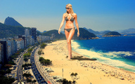 giantess collage blonde swimsuit beach barefoot ocean cars buildings wonderslug sunglasses sand highway stacy_keibler beach_goers