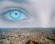 collage landscape giga city face eye horizon sky countryside taran