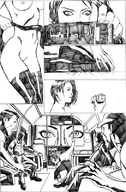 drawing giantess nude manga monochrome handheld anime short_hair boots shrunken_people pen_paper jill_valentine