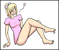 drawing feet color barefoot green_eyes shrunken_men sitting legs dangle between_toes under_foot jj-psychotic looking_at_tiny