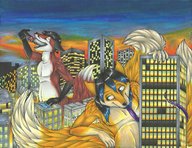 drawing vore furry city color destruction male fox vehicle_vore long_tongue commission blondevelvet tashkara