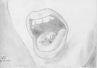 drawing giantess vore monochrome mouth pencil_drawing vrseverson