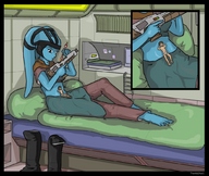 breasts drawing gentle giantess alien color barefoot shrunken_men thor66 blue_skin star_wars tentacles relaxing twilek lekku