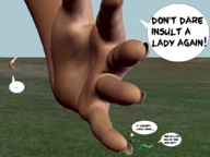giantess story hand_crush outdoors flatworld a_big_encounter kentbobby2000 digital_render
