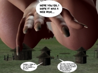giantess story village grass outdoors flatworld looming_hand a_big_encounter kentbobby2000 digital_render
