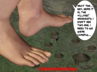 giantess story foot_crush village flatworld a_big_encounter kentbobby2000 digital_render