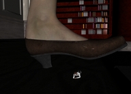clothed shrunken_men indoors under_shoe imminent_crush short_heel digital_render
