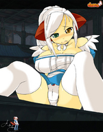 drawing giantess upskirt color large_breasts camel_toe indoors alice_in_wonderland heterochromia