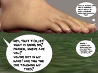 giantess story grass outdoors flatworld footrub a_big_encounter kentbobby2000 digital_render