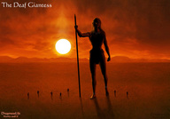 giantess desert dragonesslife sunset looking_at_viewer deaf_giantess warrior_giantess digital_render