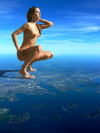 giantess collage nude giga city long_hair destruction sandals sunglasses venomm ocean_front